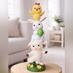 Easter Bunny Lamb Chick Stacked Figurine Cottontail Lane 17" Resin Spring NEW